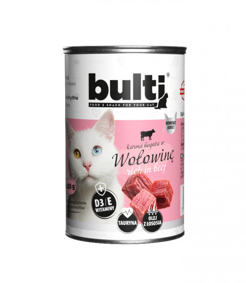 BULTI Mielonka MIX 4 masové příchutě - vlhké krmivo pro kočky - 24x400g - Fotogalerie 3