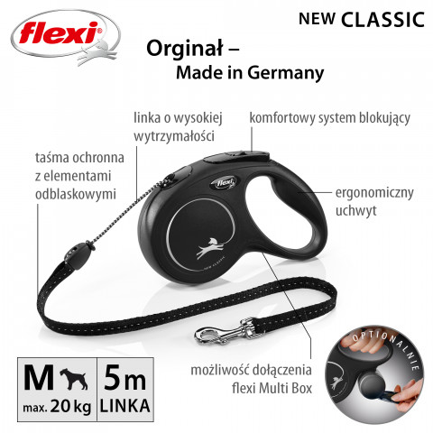 Flexi New CLASSIC 5 m Černá Pes Zatahovací vodítko - Fotogalerie 4