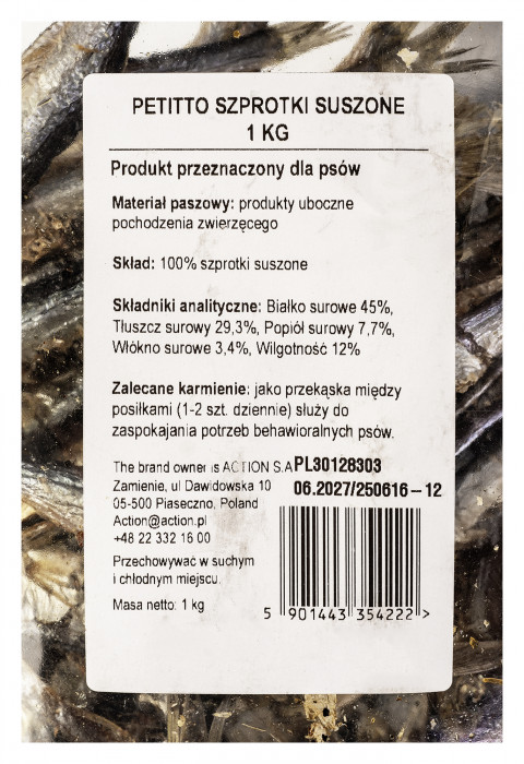 PETITTO Dried sprats - pamlsek pro psa - 1kg - Fotogalerie 4