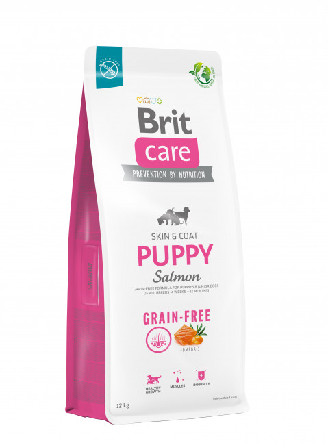 Suché krmivo pro štěňata a mladé psy všech plemen (4 týdny - 12 měsíců).Brit Care Dog Grain-Free Puppy Salmon 12kg - Fotogalerie 2