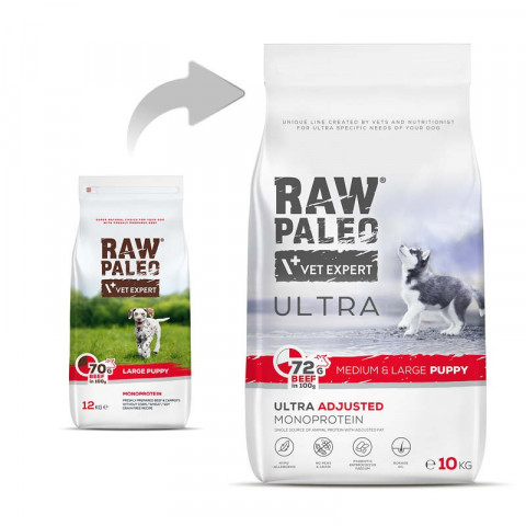 RAW PALEO Ultra Medium&Large Puppy Beef - suché krmivo pro štěňata - 10 kg - Fotogalerie 6