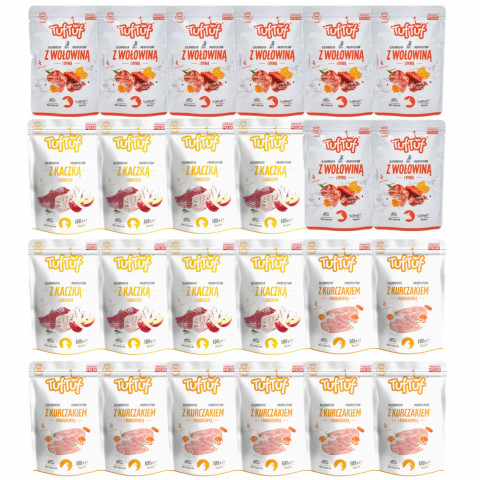 TUF TUF MIX 3 příchutě v sáčcích - vlhké krmivo pro psy - 24x500g - Fotogalerie 1
