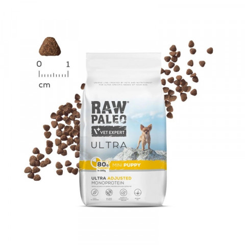 RAW PALEO Ultra Mini Puppy Turkey - suché krmivo pro štěňata - 750 g - Fotogalerie 4