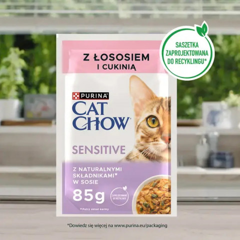 PURINA CAT CHOW Sensitive s lososem a cuketou v omáčce – mokré krmivo pro kočky – 24x85 g - Fotogalerie 7