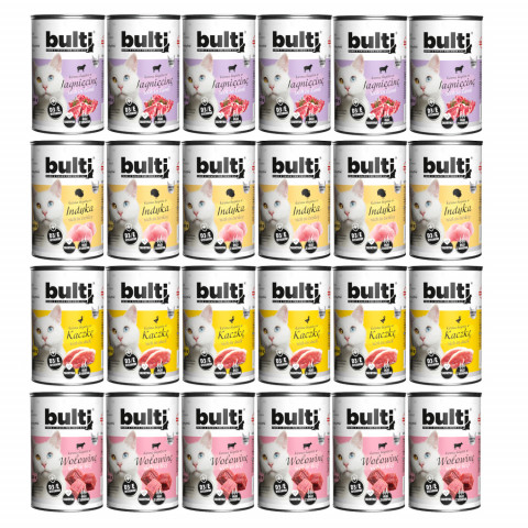 BULTI Mielonka MIX 4 masové příchutě - vlhké krmivo pro kočky - 24x400g - Fotogalerie 1