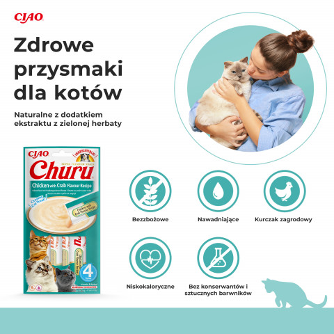 INABA Churu Chicken with Crab Recipe - pamlsek pro kočky - 4x14 g - Fotogalerie 7