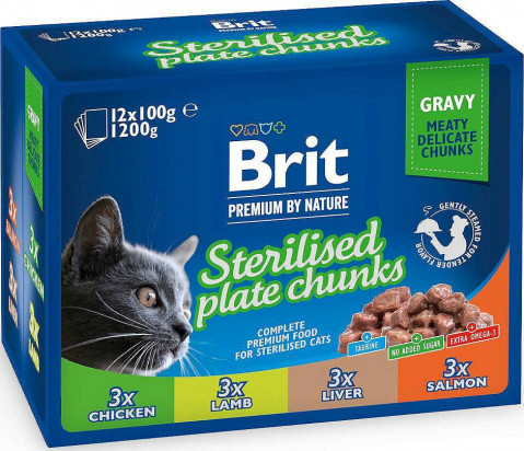 BRIT Premium Cat Sterilised Plate - mokré krmivo pro kočky - 12x100g - Fotogalerie 1