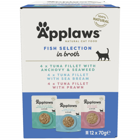 APPLAWS Fish selection multipack in broth - mokré krmivo pro kočky - 12x70g - Fotogalerie 1