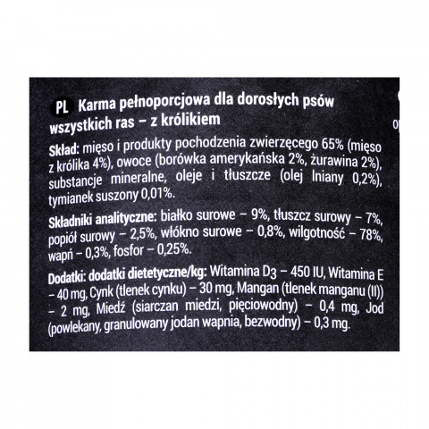 Dolina Noteci RAFI králík, borůvka, brusinka - vlhké krmivo pro psy 400 g - Fotogalerie 2