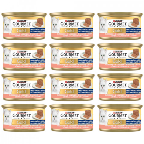 PURINA Gourmet Gold Mousse with salmon - mokré krmivo pro kočky - 12x85g - Fotogalerie 1