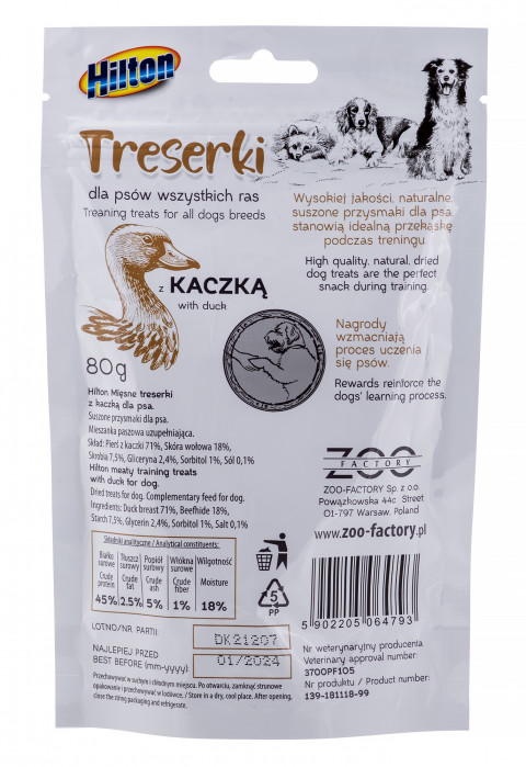 HILTON Treaning treats Duck - pochoutka pro psy - 80g - Fotogalerie 3