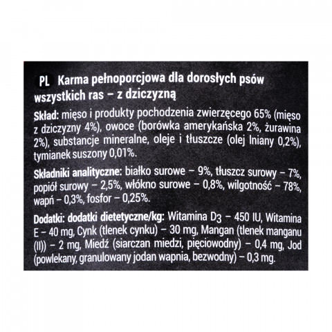 Dolina Noteci Rafi se zvěřinou, brusinkami a borůvkami - vlhké krmivo pro psy - 400g - Fotogalerie 2