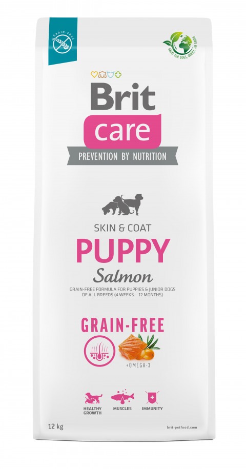 Suché krmivo pro štěňata a mladé psy všech plemen (4 týdny - 12 měsíců).Brit Care Dog Grain-Free Puppy Salmon 12kg - Fotogalerie 1