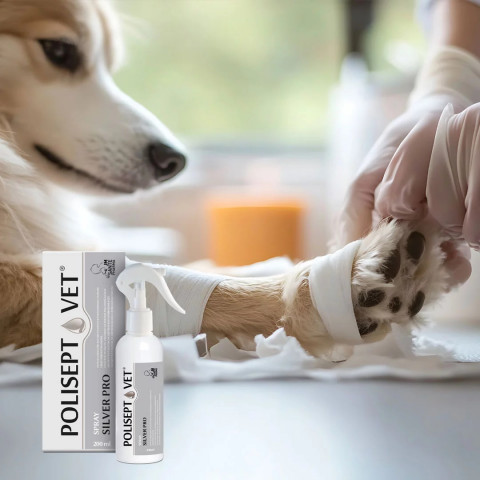 JM SANTE Polisept Vet Spray Silver Pro - roztok na rány pro psy a kočky – 200 ml - Fotogalerie 2