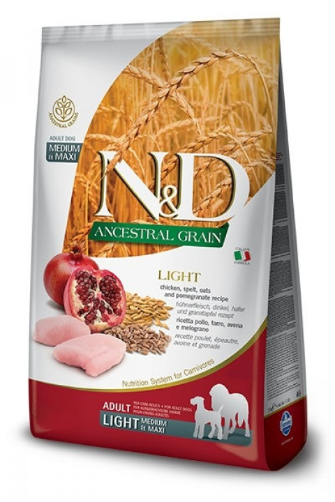 FARMINA N&D Ancestral Grain Chicken & Pomegranate Light Medium & Maxi – suché krmivo pro psy – 12 kg - Fotogalerie 1