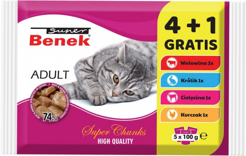 SUPER BENEK Adult - mokré krmivo pro kočky - 5 x 100g - Fotogalerie 1