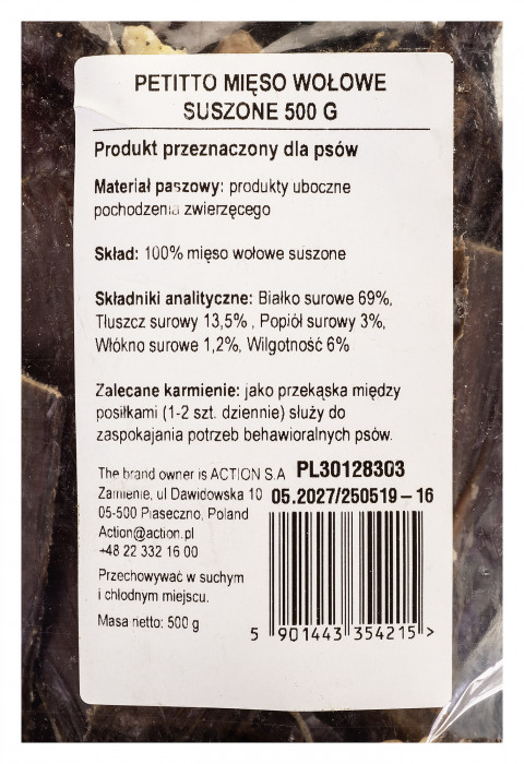 PETITTO Dried beef - pamlsek pro psa - 500g - Fotogalerie 5