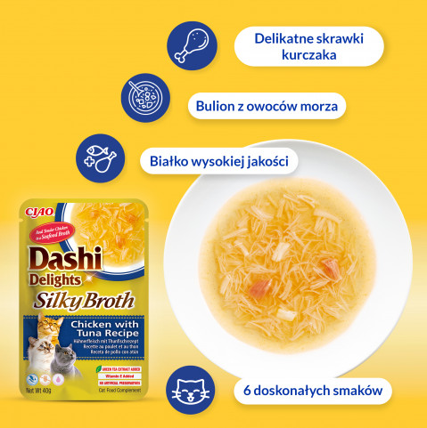 INABA CAT Dashi Delights Silky Broth Chicken with Tuna - pochoutka pro kočky - 40g - Fotogalerie 6