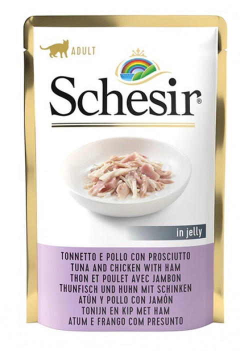 SCHESIR in jelly Tuna and chicken with ham - mokré krmivo pro kočky - 85 g - Fotogalerie 1