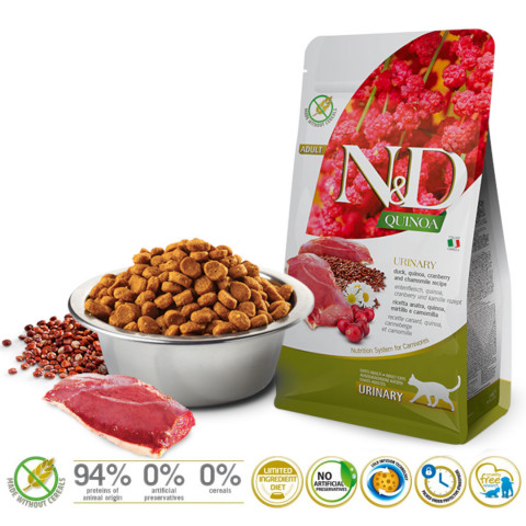 FARMINA N&D Quinoa Urinary Duck suché krmivo pro kočky - 5kg - Fotogalerie 2