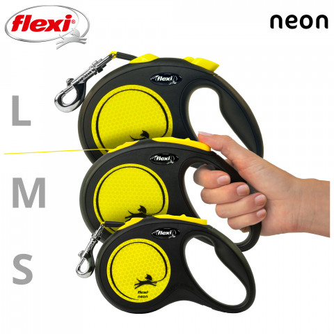Flexi New NEON 5 m Černá, Žlutá Pes Zatahovací vodítko - Fotogalerie 5
