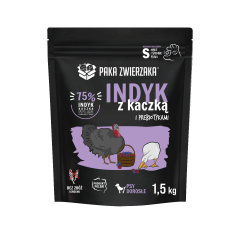 PAKA ZWIERZAKA Turkey with duck S - suché krmivo pro psy - 1,5kg - Fotogalerie 1