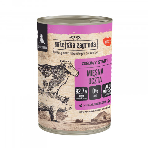 WIEJSKA ZAGRODA Mięsna uczta - vlhké krmivo pro psy - 400g - Fotogalerie 1