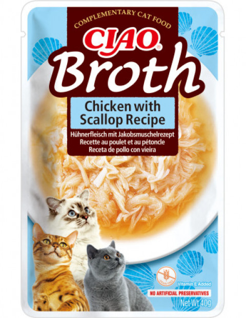 INABA Ciao Broth Chicken & Scallop - pamlsek pro kočky - 40g - Fotogalerie 1