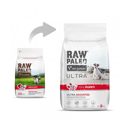 RAW PALEO Ultra Mini Puppy Beef - suché krmivo pro štěňata malých plemen - 2 kg - Fotogalerie 5
