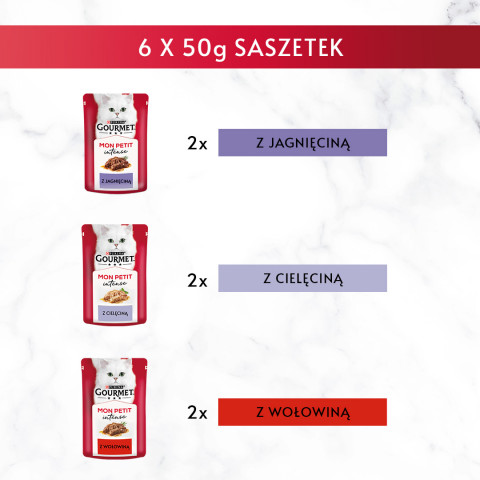 GOURMET Mon Petit Meat Mix - mokré krmivo pro kočky - 6 x 50 g - Fotogalerie 11