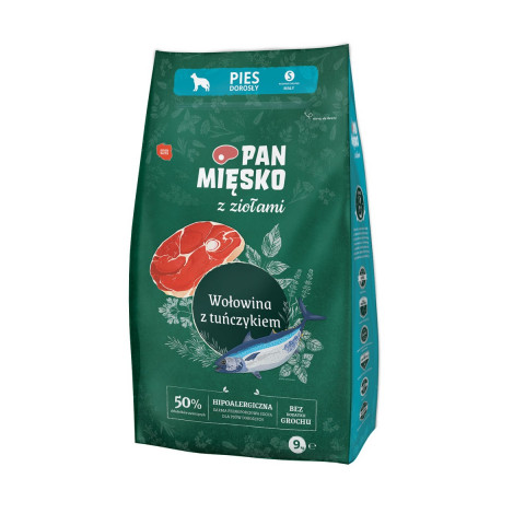 PAN MĘSKO with Herbs Beef with tuna S - suché krmivo pro psy - 9kg - Fotogalerie 1