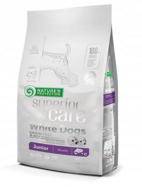 NATURE'S PROTECTION Superior Care White Dogs Junior Losos bez obilovin - suché krmivo pro štěňata - 10 kg - Fotogalerie 1