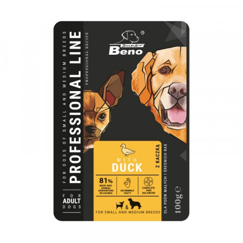 SUPER BENO Adult Small and medium Duck - Mokré krmivo pro psy - 100 g - Fotogalerie 1