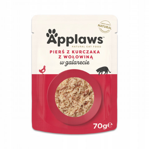 APPLAWS Chicken Breast with Beef in Jelly - mokré krmivo pro kočky - 12x70g - Fotogalerie 2