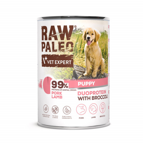 RAW PALEO Duoprotein Pork & Lamb Puppy - vlhké krmivo pro psy - 400g - Fotogalerie 1
