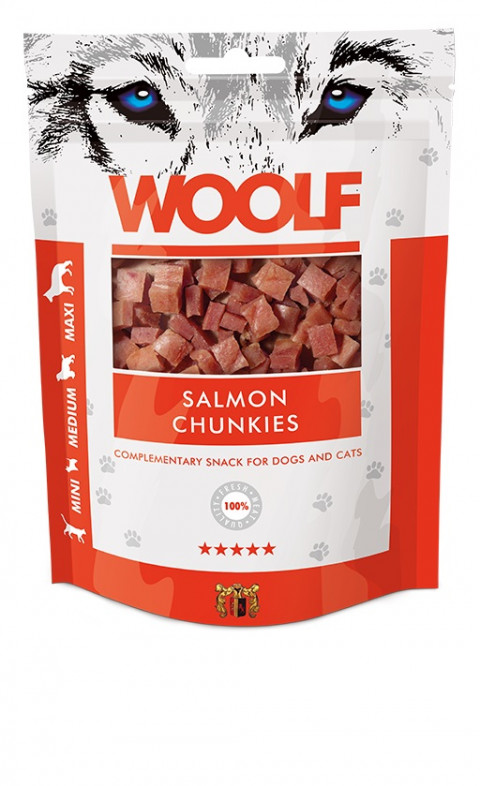 WOOLF Salmon Chunkies - pamlsek pro psy a kočky - 100 g - Fotogalerie 1