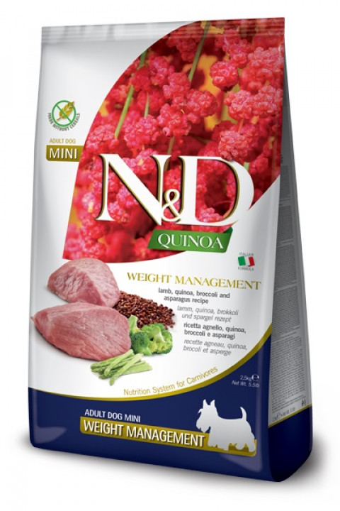 FARMINA N&D Quinoa Dog Weight Management Lamb Adult Mini - suché krmivo pro psy - 2.5 kg - Fotogalerie 1