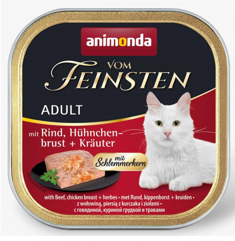 ANIMONDA Vom Feinsten Adult Beef, chicken breast and herbs - mokré krmivo pro kočky - 100g - Fotogalerie 1