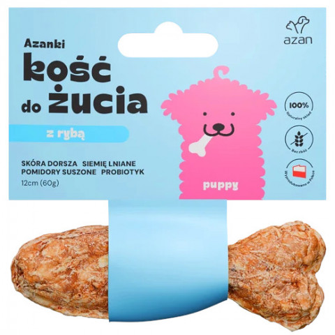 AZANKI Kost z tresky a probiotiky Puppy ve tvaru ryby – pamlsek pro psa – 12 cm - Fotogalerie 1