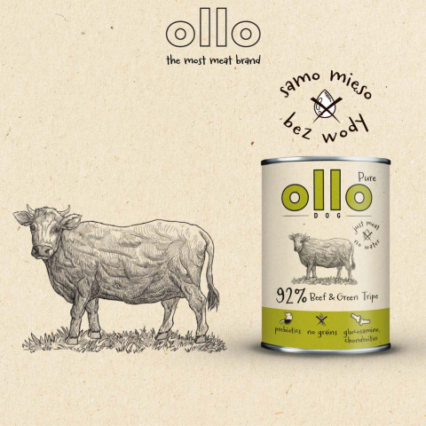 OLLO Pure Beef and Green tripe - vlhké krmivo pro psy - 400g - Fotogalerie 5