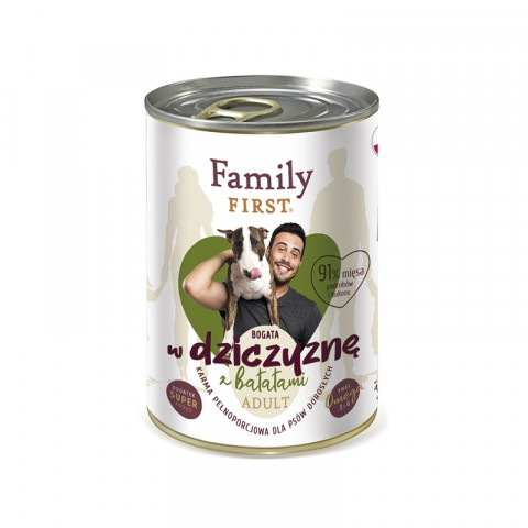 FAMILY FIRST Adult Venison with sweet potatoes - Mokré krmivo pro psy - 400 g - Fotogalerie 1