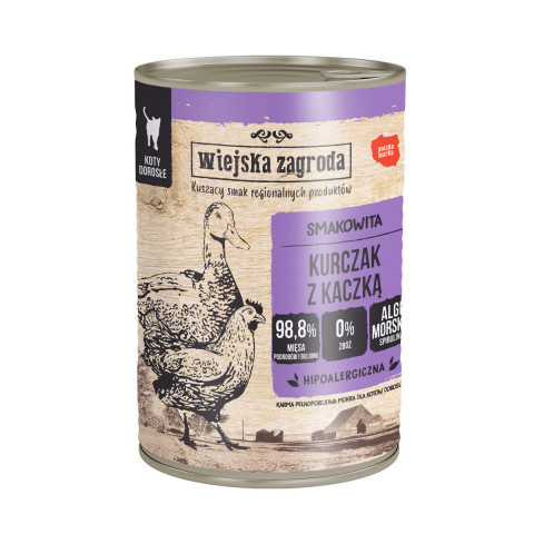 WIEJSKA ZAGRODA Chicken with duck - mokré krmivo pro kočky - 400g - Fotogalerie 1
