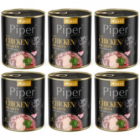 DOLINA NOTECI Piper Kuřecí srdíčka a špenát - mokré krmivo pro psy - 6x800g - Fotogalerie 1