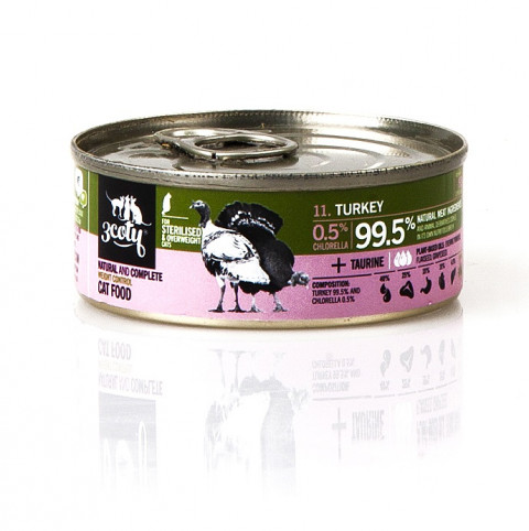 3COTY Turkey with chlorella Sterilised and overweight cats - mokré krmivo pro kočky - 80g - Fotogalerie 1