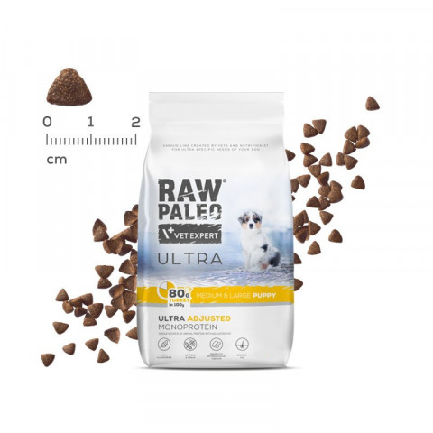VET EXPERT RAW PALEO Ultra Medium&Large Puppy Turkey - suché krmivo pro štěňata - 10 kg - Fotogalerie 2