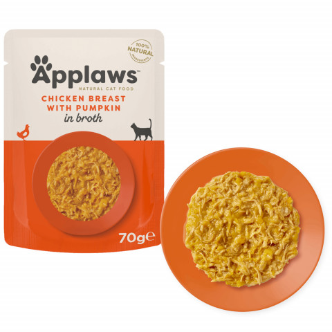 APPLAWS Chicken breast with pumpkin in broth - mokré krmivo pro kočky - 12x70g - Fotogalerie 4