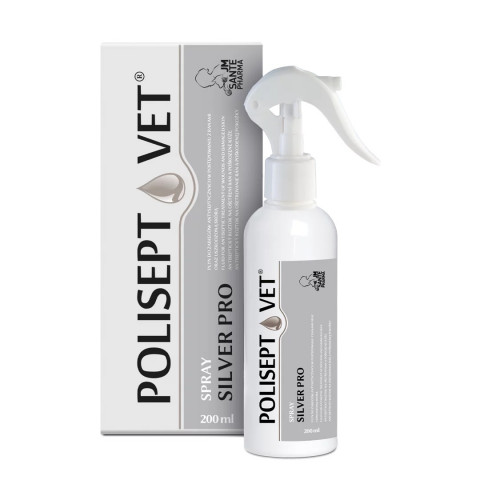 JM SANTE Polisept Vet Spray Silver Pro - roztok na rány pro psy a kočky – 200 ml - Fotogalerie 1