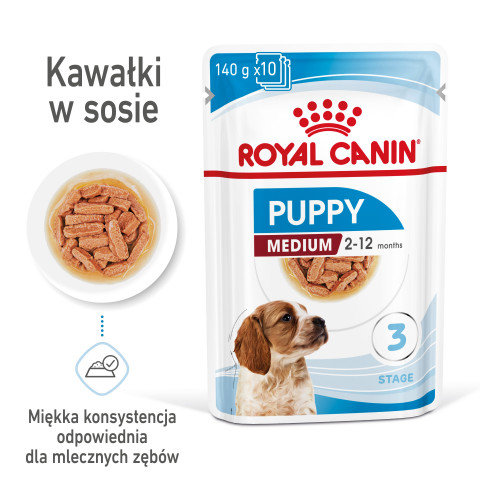 ROYAL CANIN SHN Medium Puppy in sauce - mokré krmivo pro štěňata - 10x140g - Fotogalerie 6