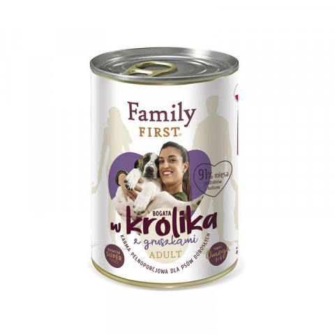 FAMILY FIRST Adult Rabbit with pear - Mokré krmivo pro psy - 400 g - Fotogalerie 1