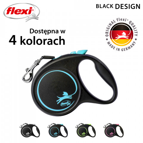 Flexi Automatické vodítko Black Design M 5 m, Modrá - Fotogalerie 4